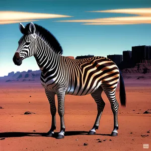 Striped Equine Grace Roaming on African Safari