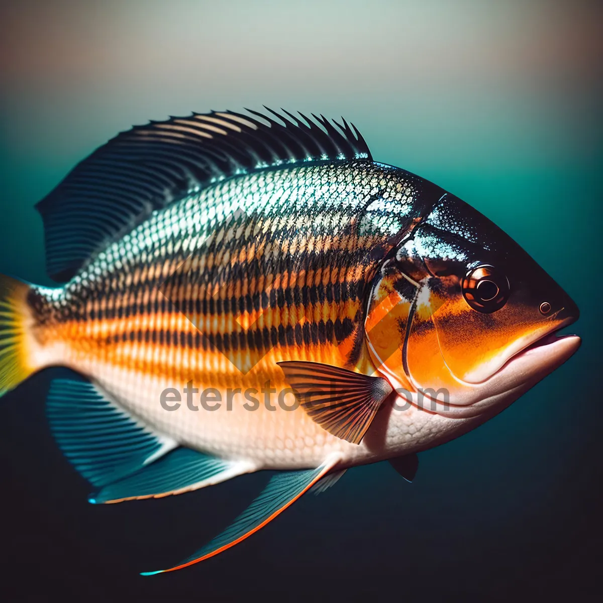 Picture of Tropical Fish Swimming in Beautiful Aquarium