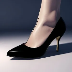 Stylish Women's Black Leather High Heel Shoe