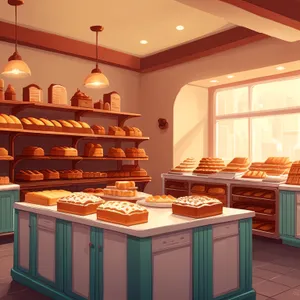 Modern Bakery Interior with Luxurious Wood Furniture