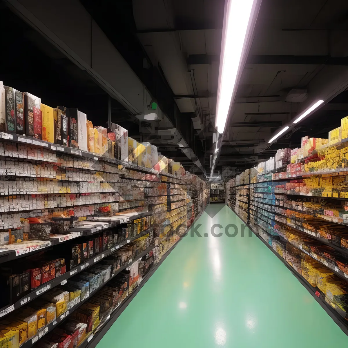 Picture of Interior of a bustling supermarket store