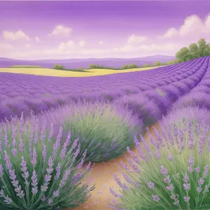 Vibrant Lavender Heath in a Serene Rural Landscape