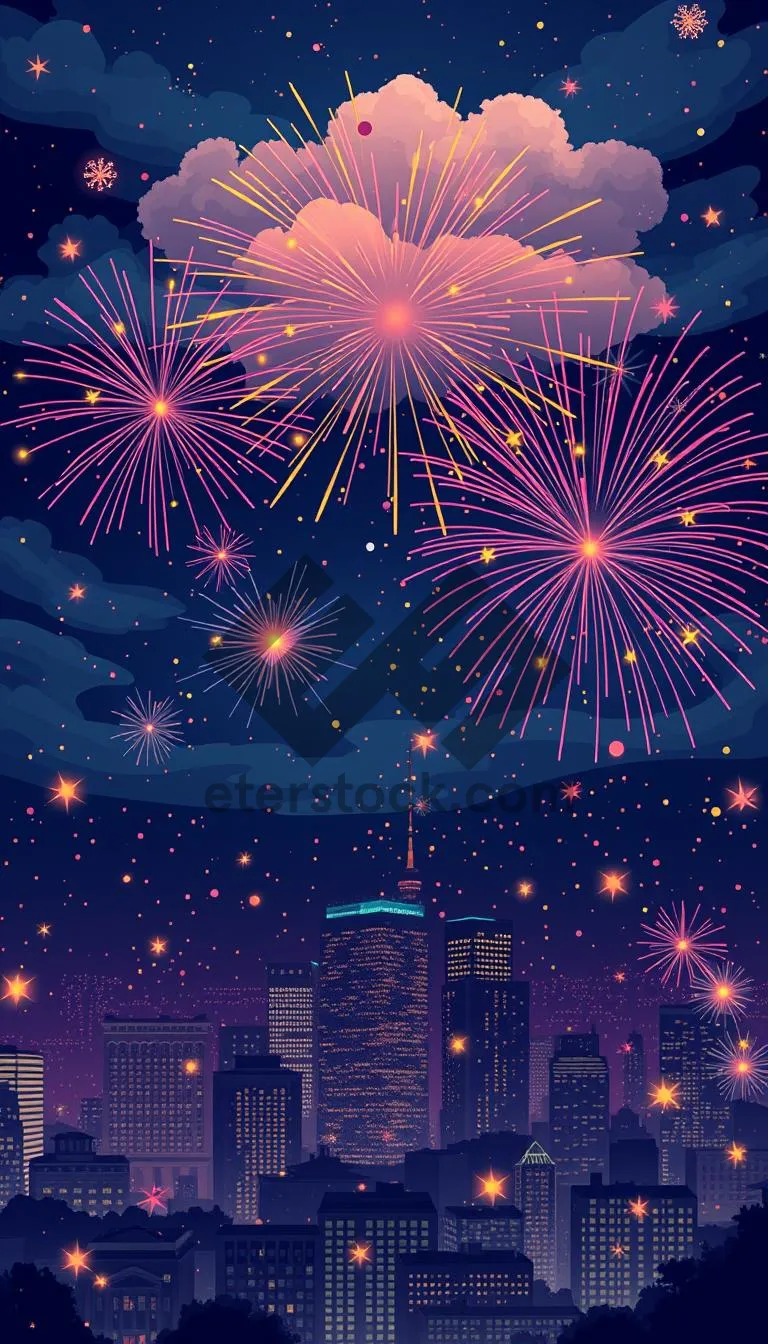 Picture of Black Starry Night Celebration Fireworks Background