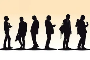 Businessman silhouette standing with crowd - Group of men