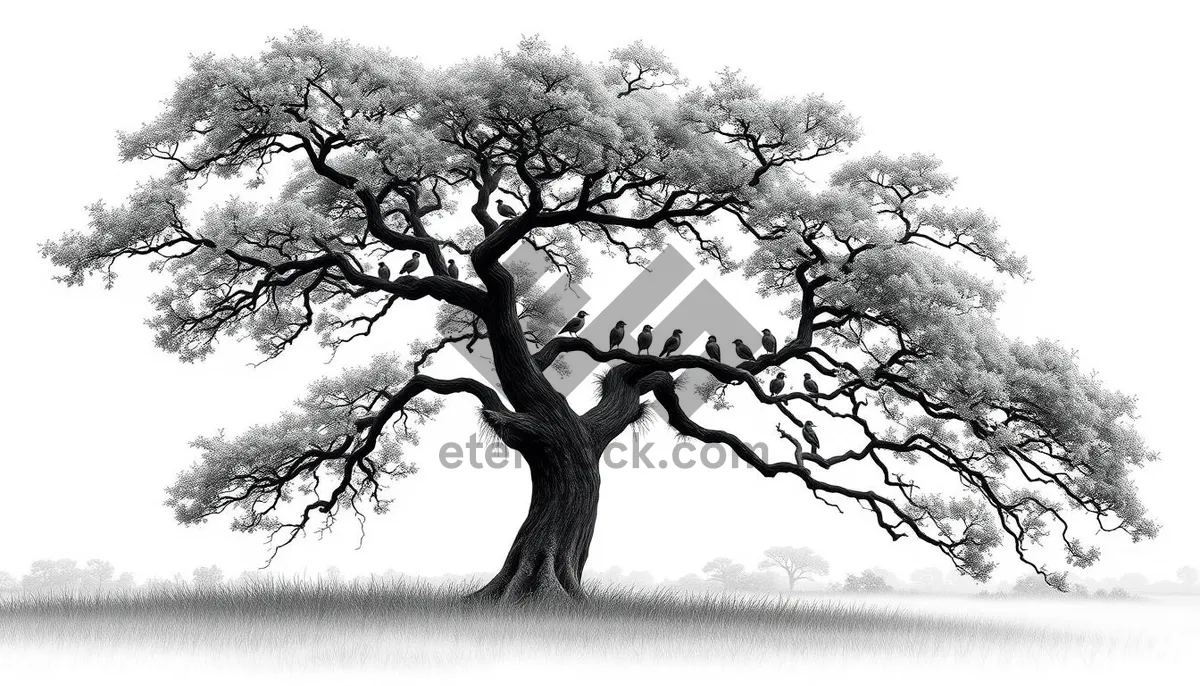 Picture of Winter silhouette of oak tree against sky