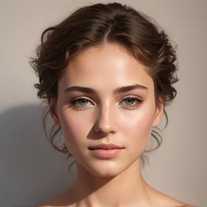 Stunning closeup portrait of an attractive brunette model