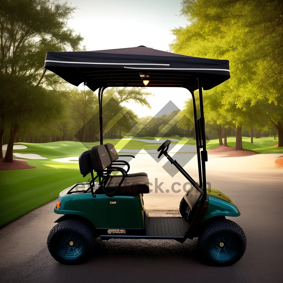 Picture of Golf Cart on Green Course