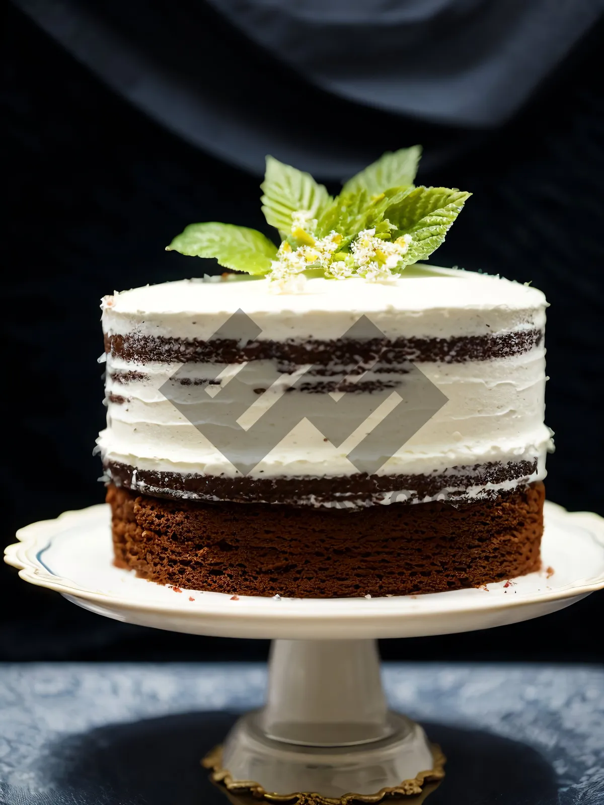 Picture of Delicious Gourmet Chocolate Cake Slice with Fresh Fruits