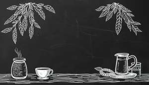 Black coffee cup on blackboard