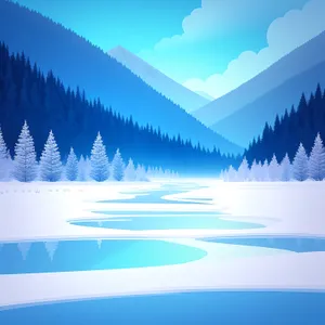 Winter Wonderland: Majestic Snowy Mountains and Frozen Lake
