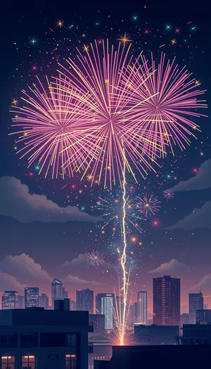 Colorful Firework Display Lighting Up the Night Sky