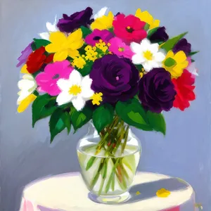 Colorful Spring Blossom Bouquet in a Vase