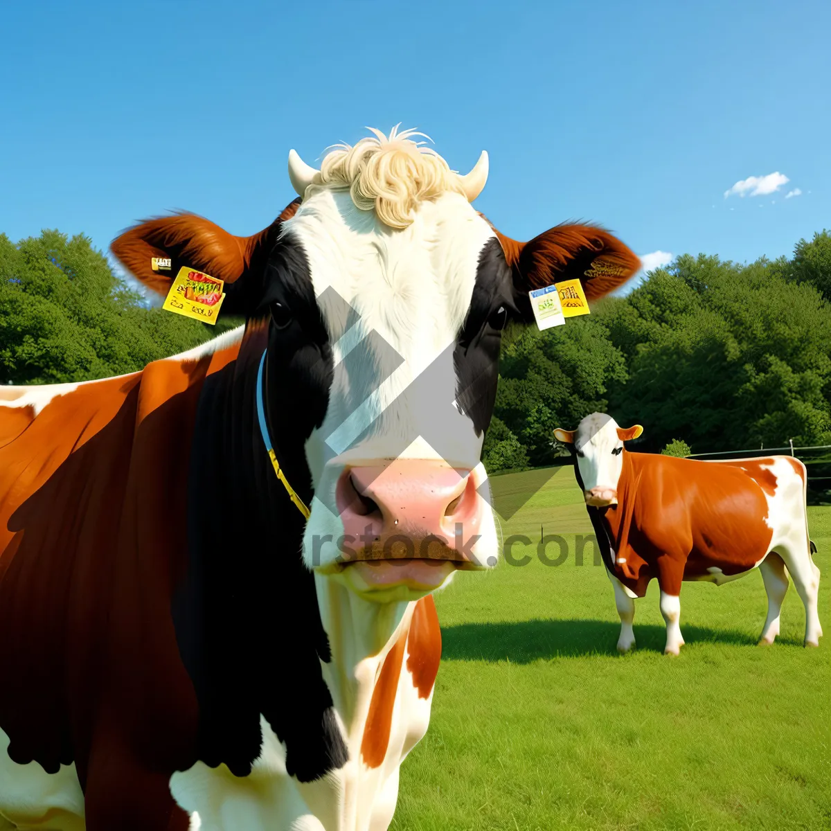 Picture of Rural Horse Grazing in Meadow Field