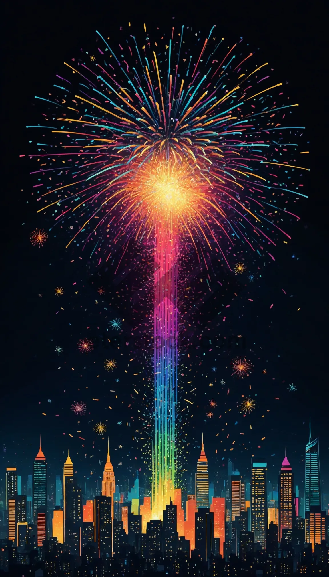 Picture of Festive Firework Display in the Night Sky