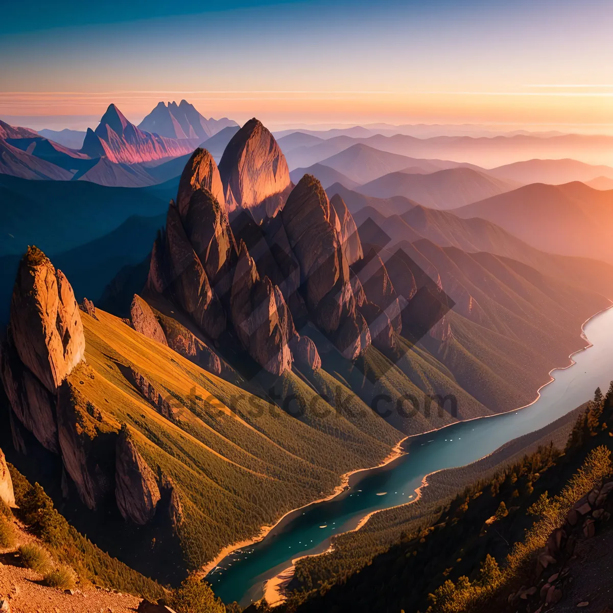 Picture of Serenity at Sunset: Majestic Canyon With Glowing Sky