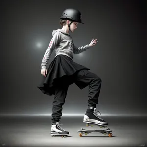 Skate Man: Dynamic Silhouette of Male Dance Art.