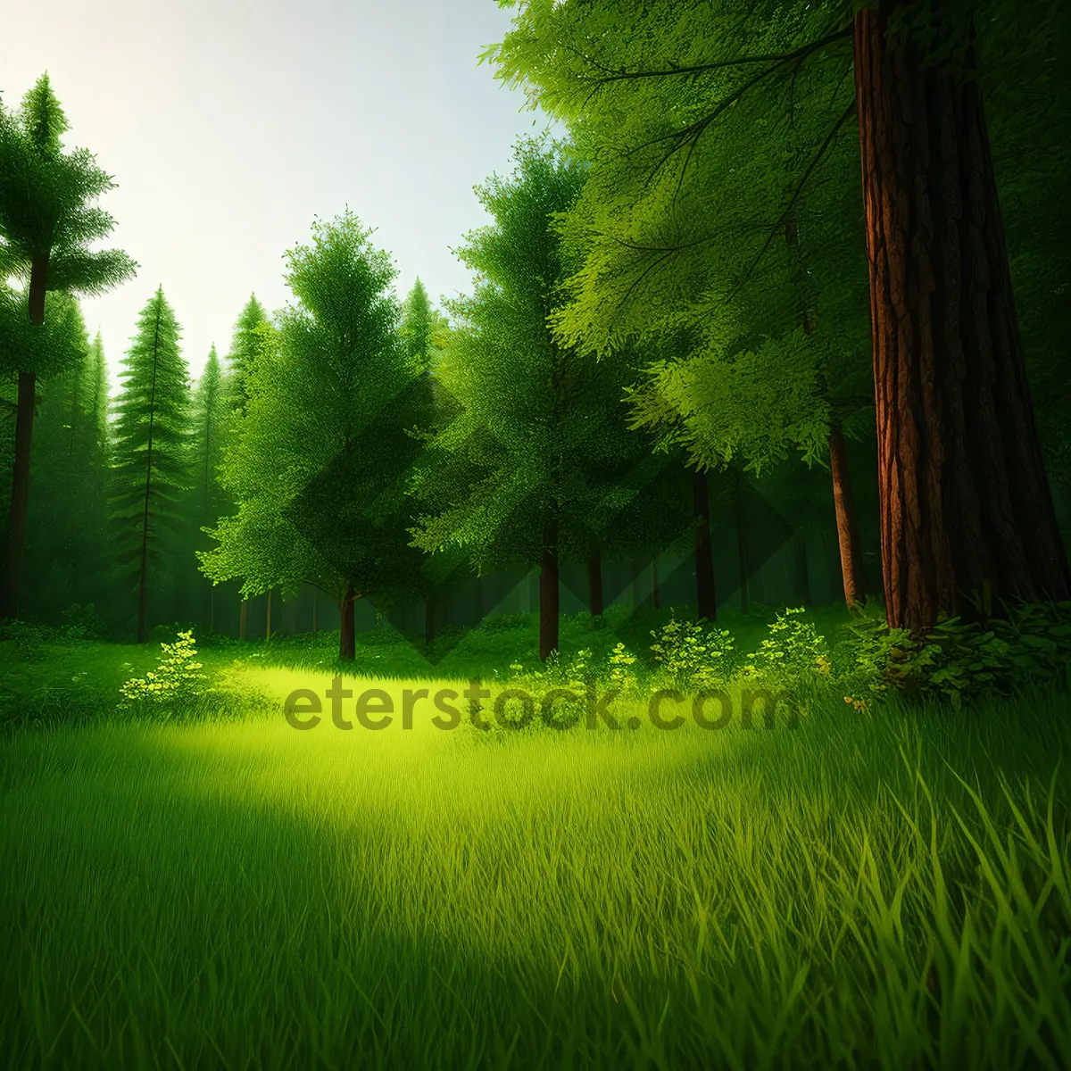 Picture of Serene Willow Overlooking Lush Forest and River