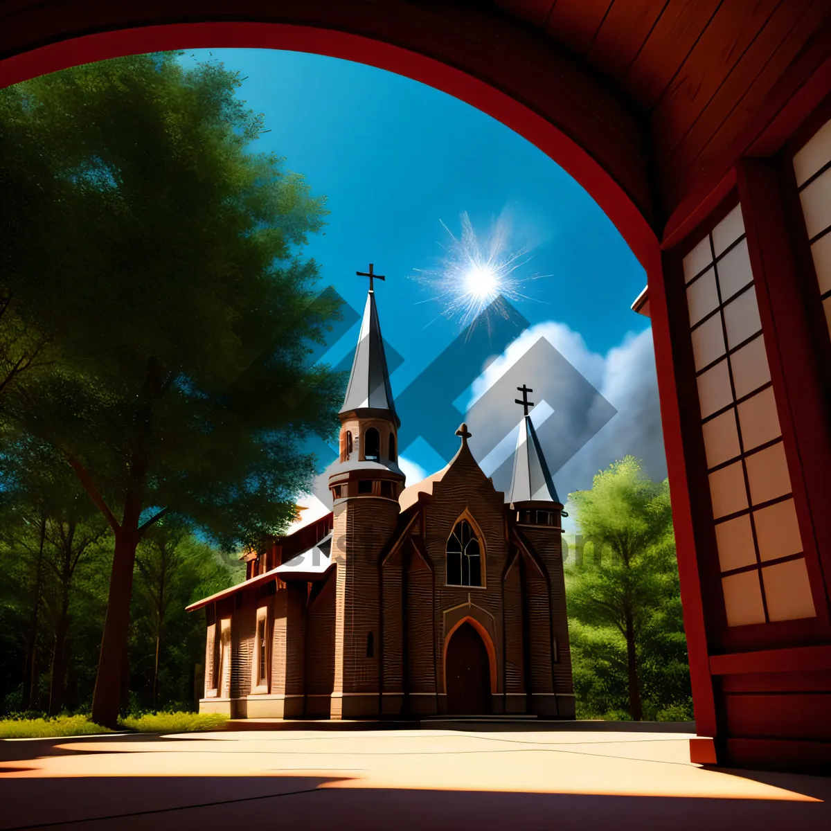 Picture of Ancient Orthodox Cathedral against Skyline.