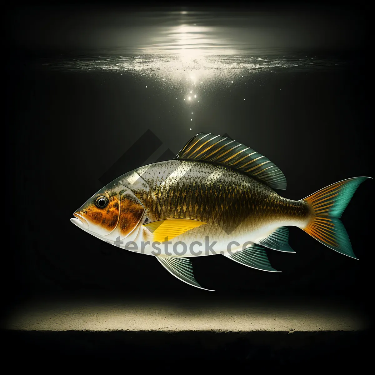 Picture of Colorful Marine Fish Swimming in Aquarium