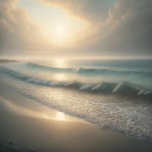Golden Horizon: Sun setting over the beach