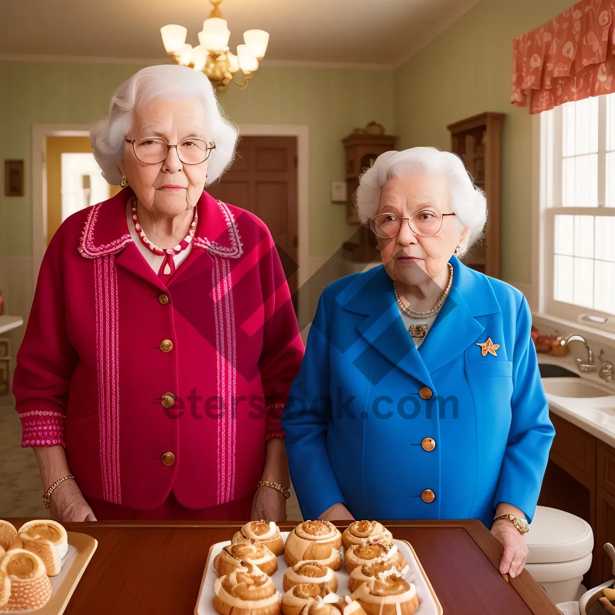 Picture of Smiling senior couple enjoying meal together at home