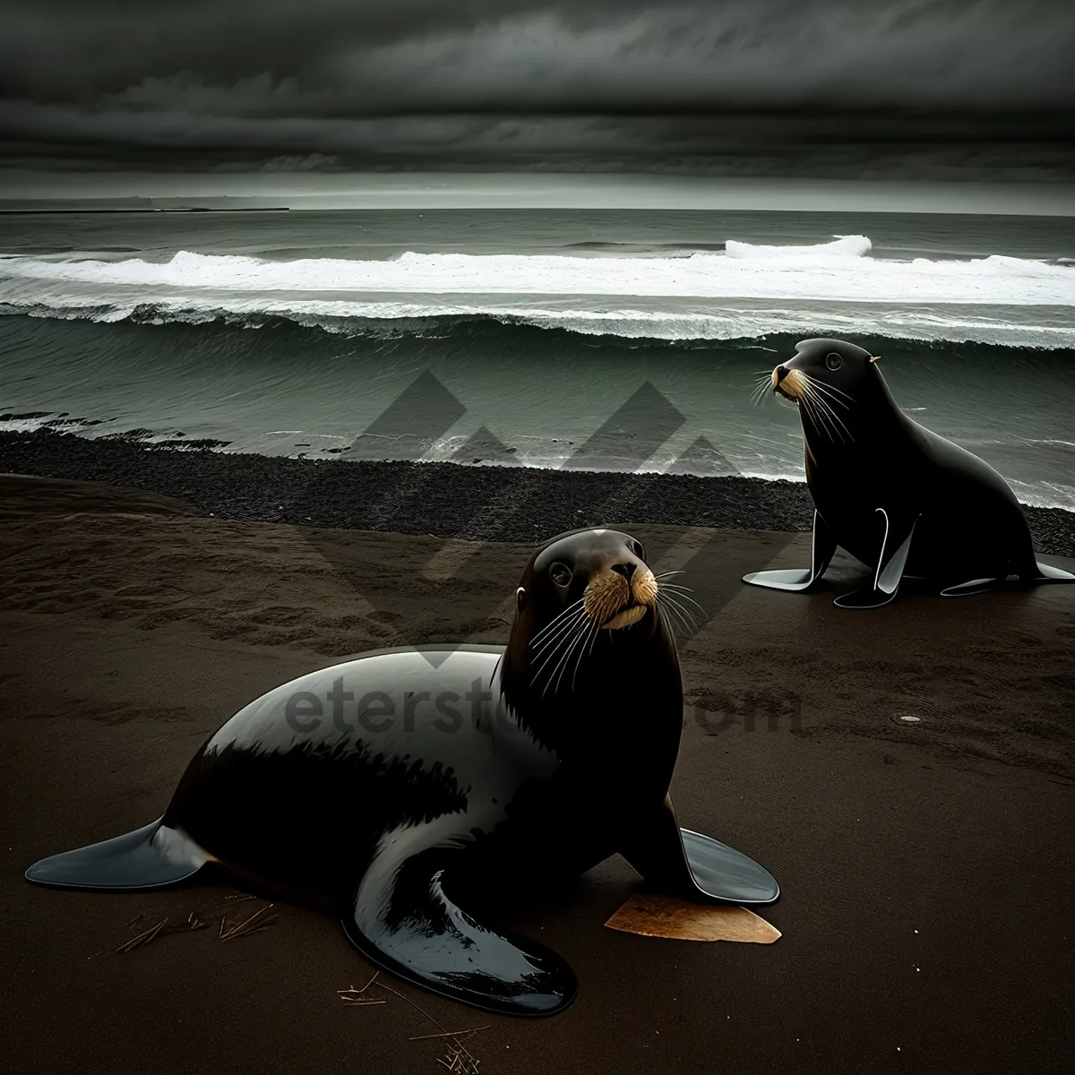 Picture of Playful Sea Lion Enjoying Ocean Waves