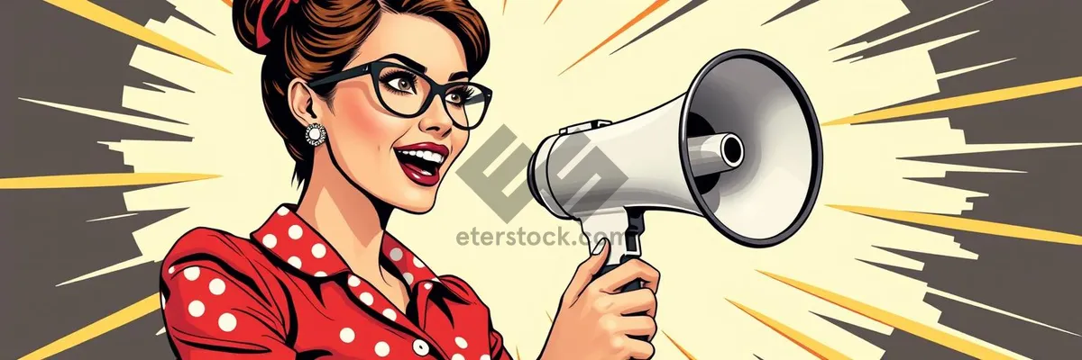 Picture of Cartoon headset acoustic device megaphone clip art icon