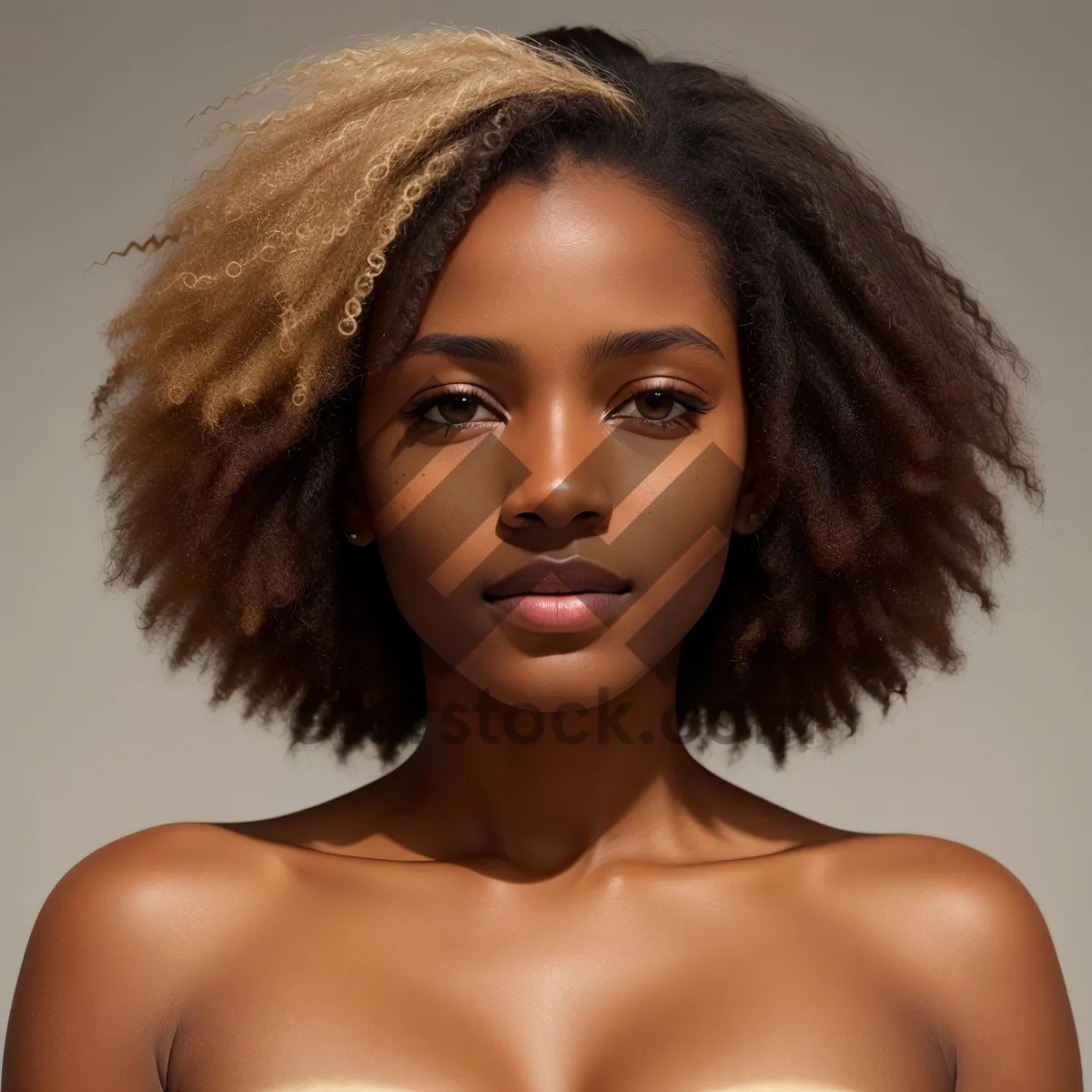 Picture of Stunning Afro-Model with Sensual Hairstyle and Vibrant Makeup