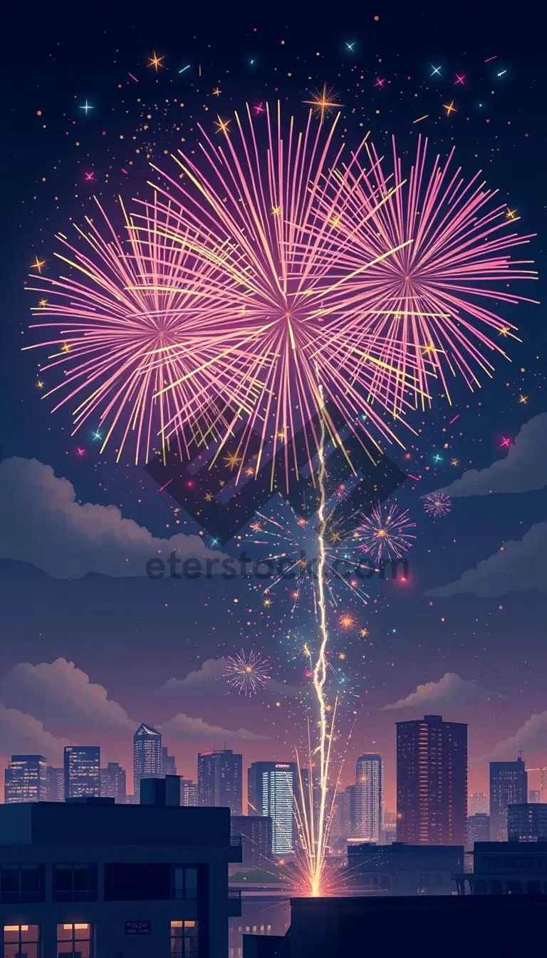 Picture of Colorful Firework Display Lighting Up the Night Sky