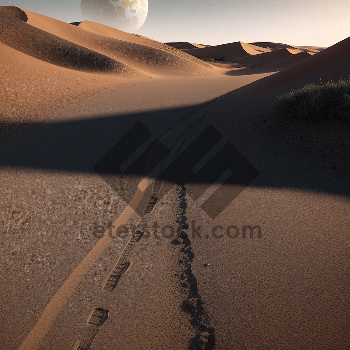 Picture of Golden Horizon: Majestic Desert Dunes under Sunlit Sky