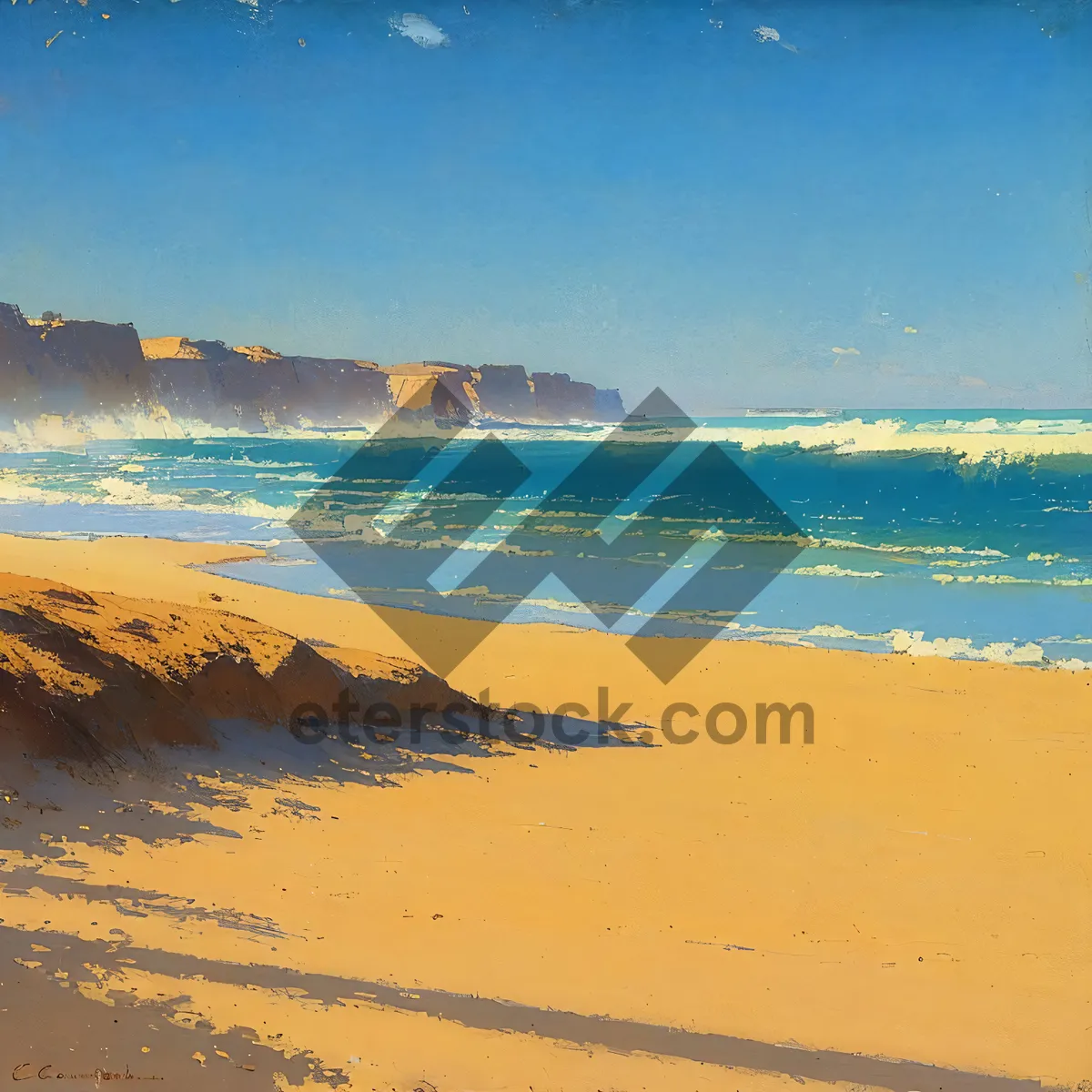 Picture of Serene Beach Paradise: Turquoise Waters, Sandy Coastline, and Palm Trees