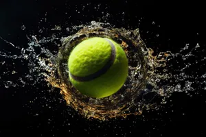 Yellow Tennis Ball on Tennis Court.