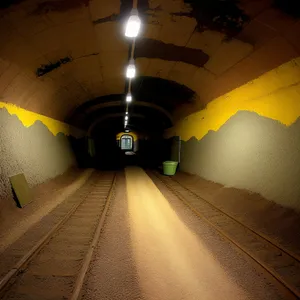 Underground City Passage with Illuminated Walls