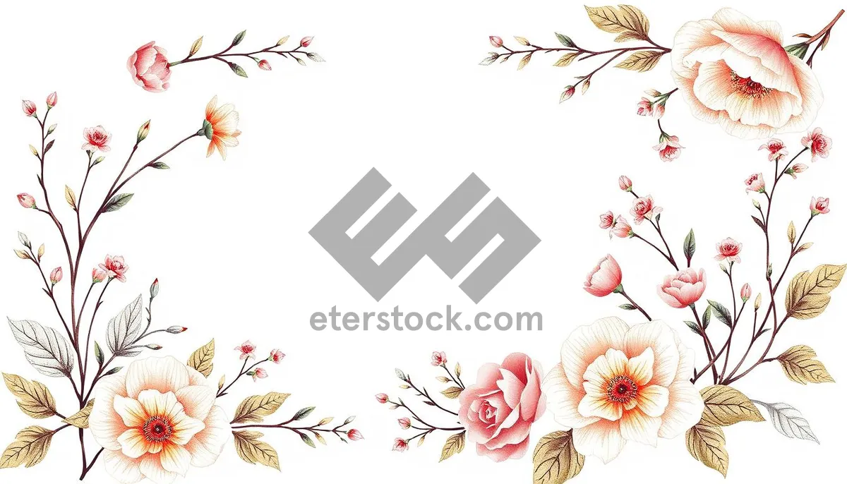 Picture of Vintage Floral Retro Design with Pink Swirls
