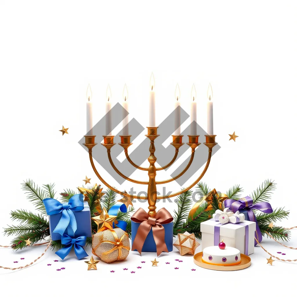 Picture of Modern menorah design with colorful confetti base