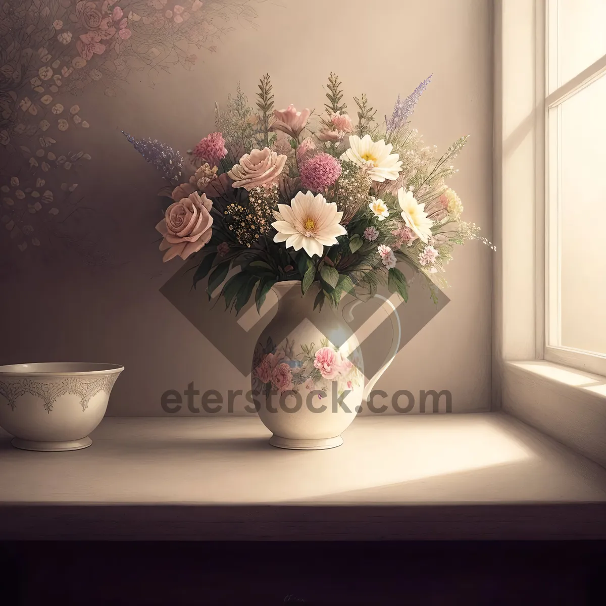 Picture of Pretty Pink Floral Bouquet in Glass Vase