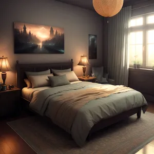 Modern Bedroom Interior with Comfortable Bed and Stylish Furniture