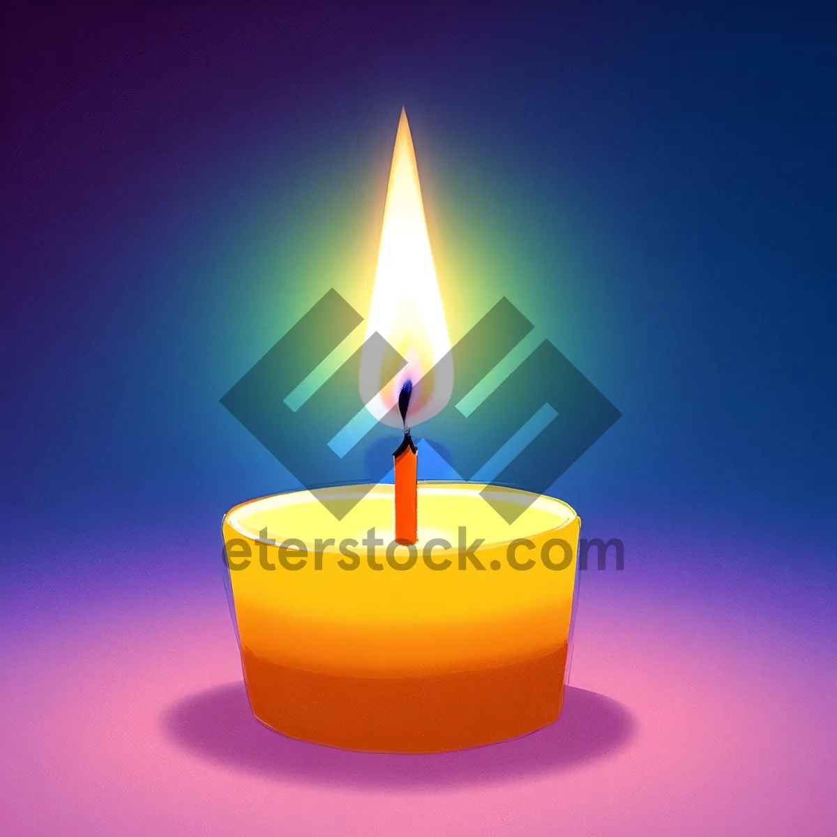 Picture of Shiny Black Wax Candle Flame Decoration Icon.