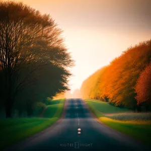 Sunset Over Rural Roadway