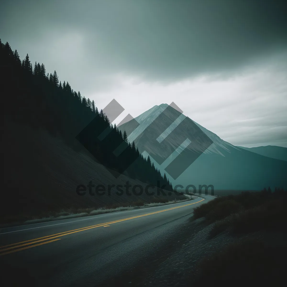 Picture of Serene Alpine Highway amidst Majestic Mountain Range