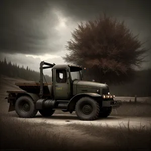 Heavy Duty Snowplow Truck in Rural Agriculture Field