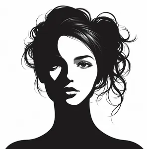 Cartoon Black Hair Fashion Face Art Drawing