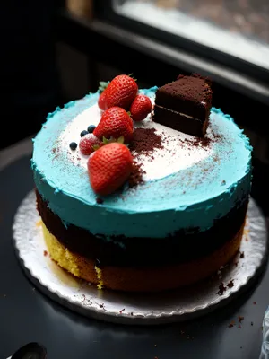 Delicious Gourmet Berry Chocolate Cake