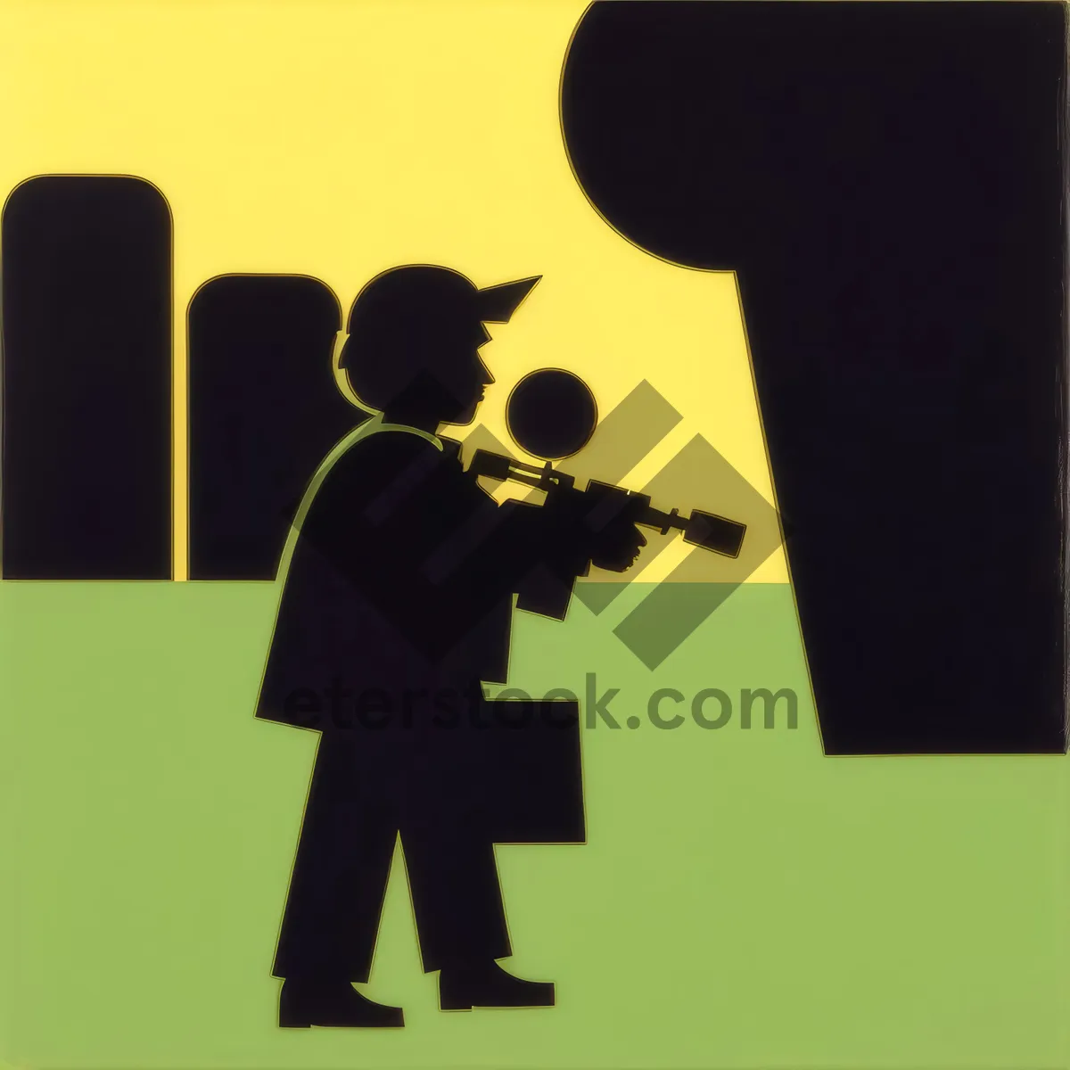 Picture of Silhouette of a Businessman Playing Cornet in a Suit