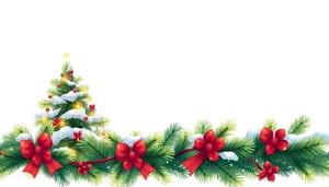 Festive Evergreen Tree with Holly Ornament Decoration