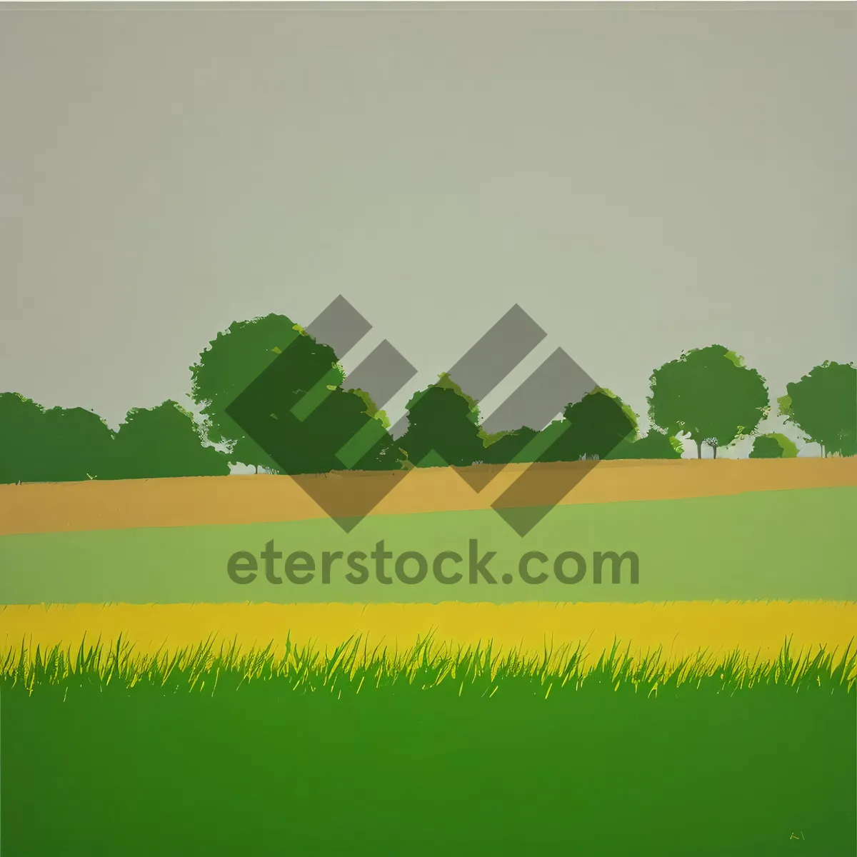 Picture of Serene Farm Landscape with Rolling Hills and Cloudy Sky