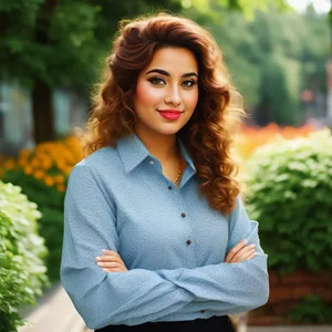 Cheerful Smiling Brunette Lady in Park"
Note: The image portrays a happy, smiling brunette lady in a park setting.