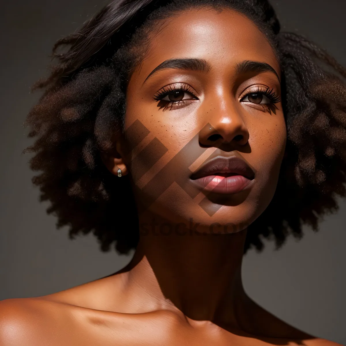 Picture of Stunning Afro-Beauty: Attractive Fashion Model with Sensual Close-Up