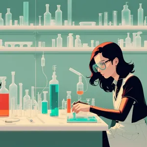 Happy student studying at office desk with laptop.