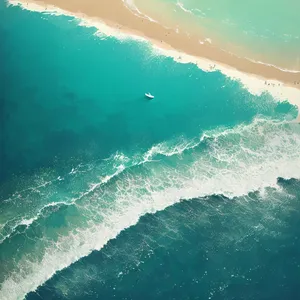 Powerful Waves Crashing on Tropical Beach